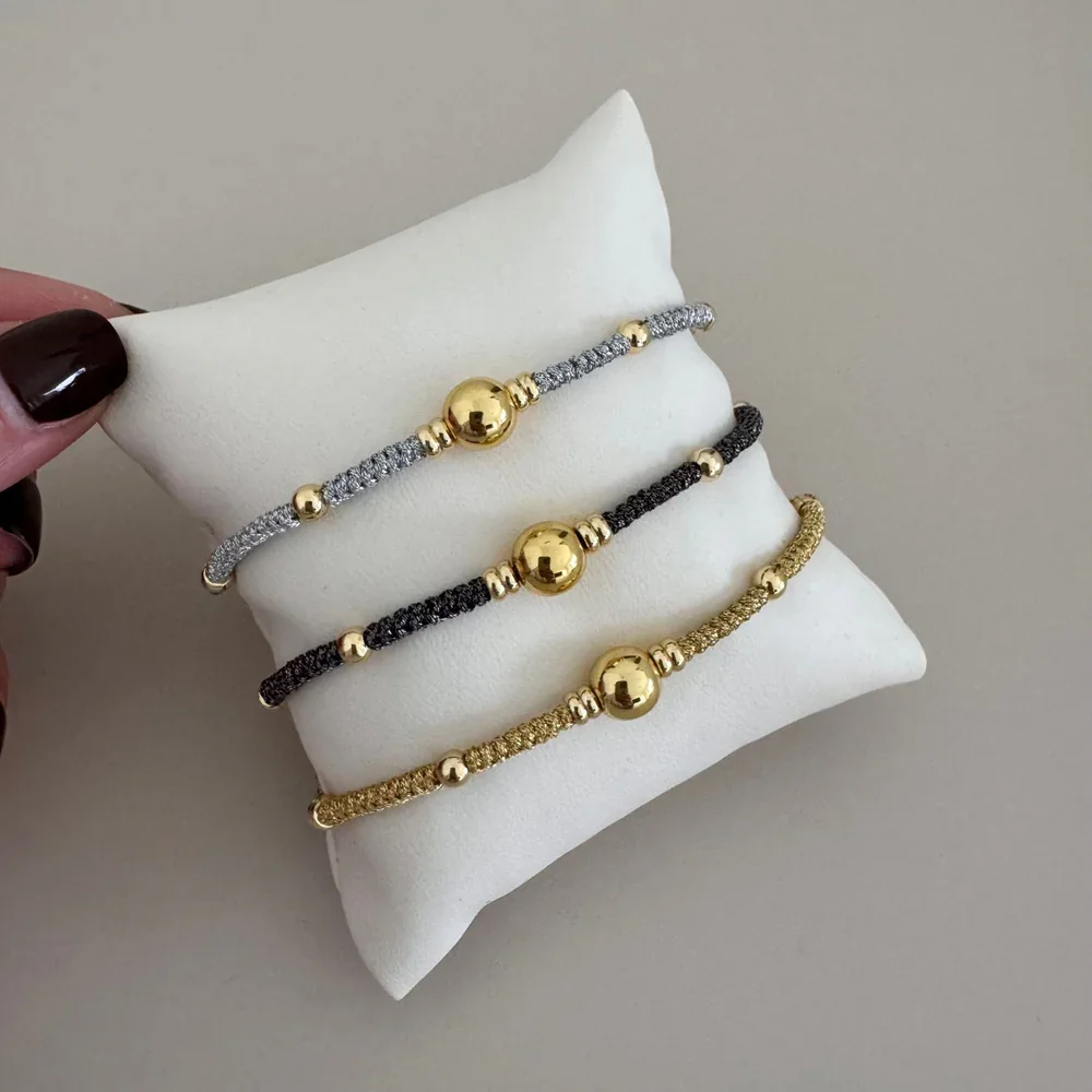 여성용 KKBEAD 팔찌 수제 꼬임 금도금 비즈 참 팔찌 디자이너 쥬얼리 액세서리