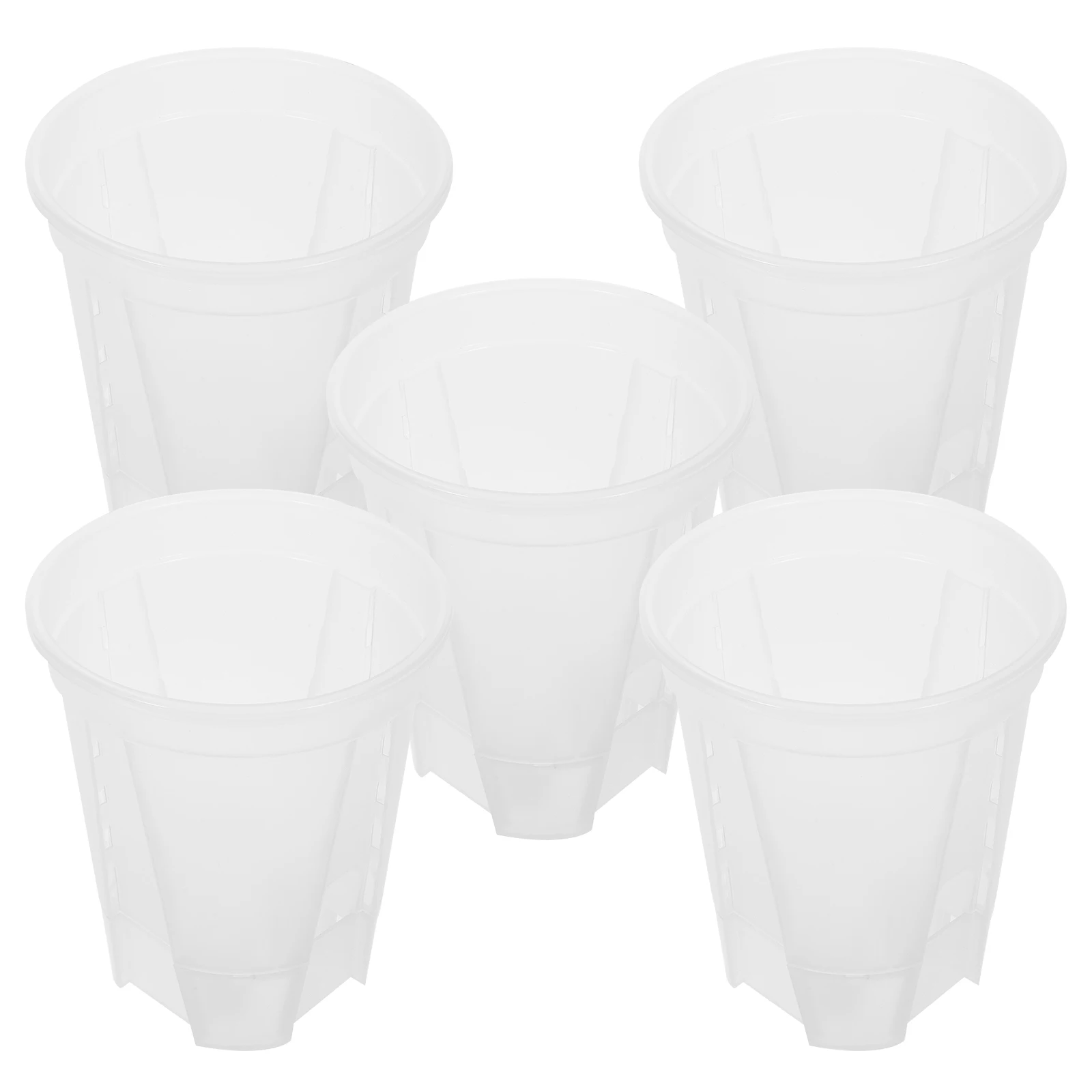

5 Pcs Self Watering Flower Pots Transparent White 12cm Outer 8 3cm Bottom 14cm Height Planter Pot for Home Office Balcony Garden