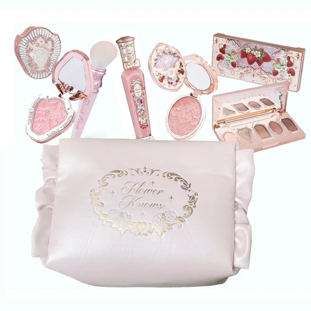 Blume weiß alles in einem Make-up-Set Geschenk box Glitzer Lidschatten Palette matt erröten langlebige Samt Lippen creme mit Tasche