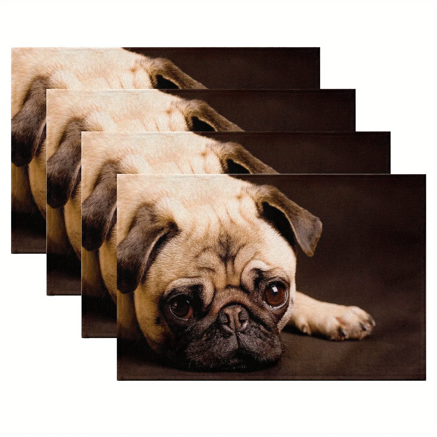 

Rectangle Polyester Placemats with Dog Paw Print Table Mats for Kitchen & Dining Room Decor, 30x40cm