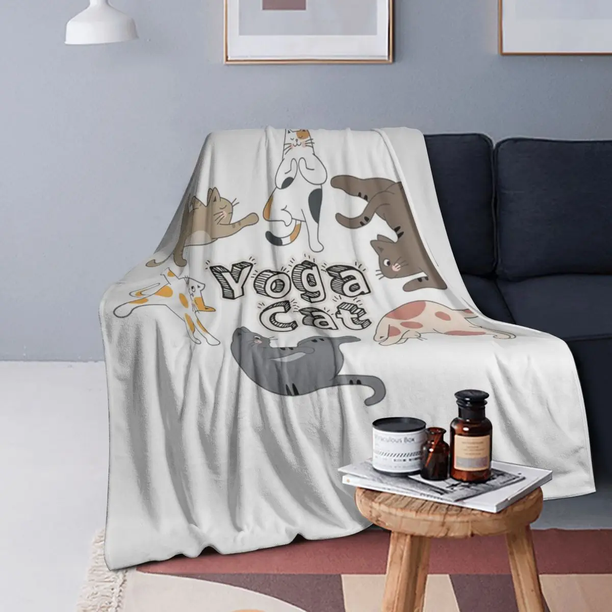 

Мяу, одеяла в стиле йоги и кошки, мягкое теплое фланелевое одеяло, постельное белье для кровати, гостиной, пикника, путешествия, домашний диван