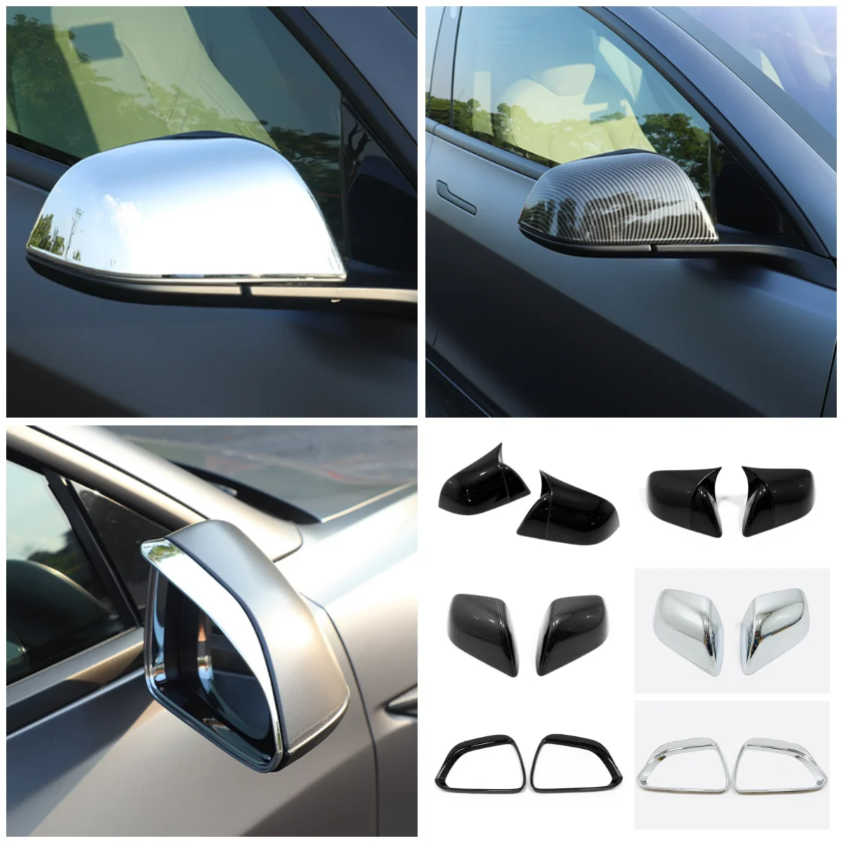 

For Tesla Model 3 2021 2022 2023 Auto Accessories Real Carbon Fiber Protective Cover Stickers Decals Car Rearview Mirror Trim