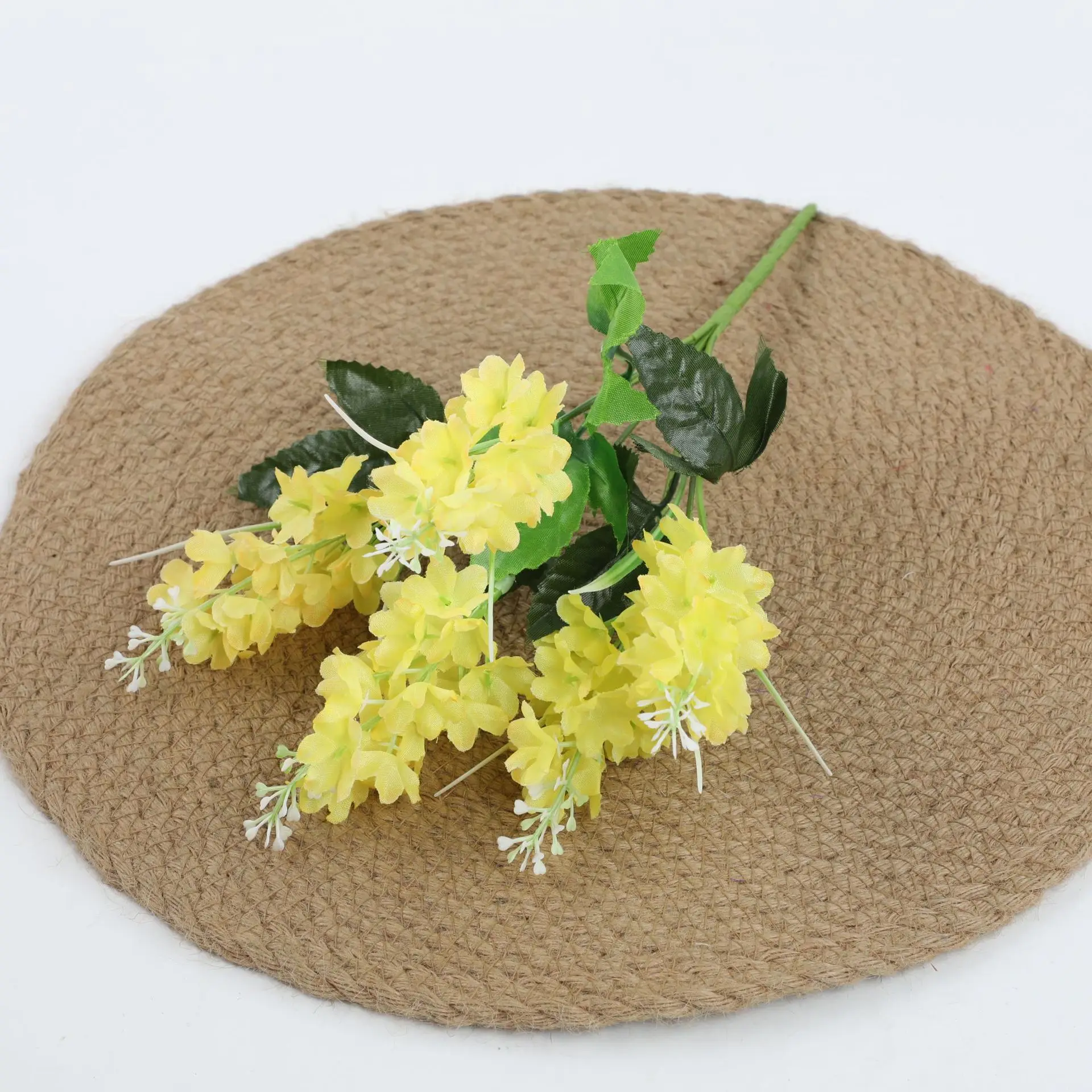 Künstlicher Blumenstrauß, 5 Köpfe, Hyazinthe, 33 cm, Lila, Weiß, Rosa, Gelb, Kunststoff, für Büro, Party, Hochzeiten, Heimdekoration – Detail 8