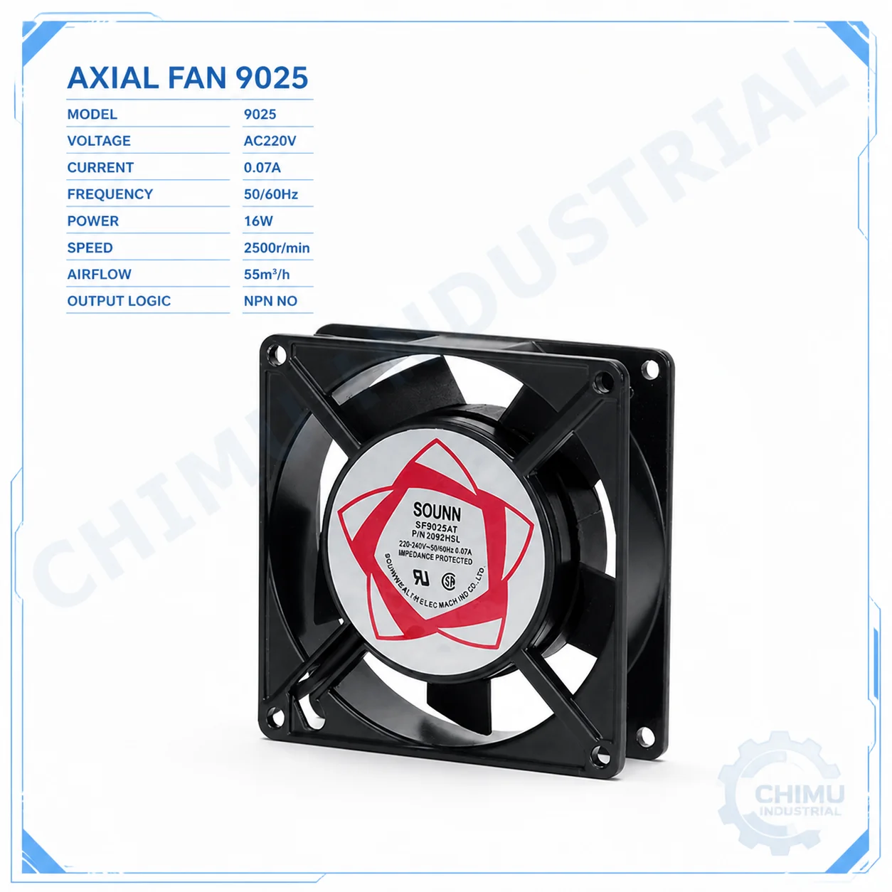 【CHIMU INDUSTRIAL】 for SF9025AT 92x92x25mm AC Axial Cooling Fan 220V 380V Small Chassis Electric Cabinet Ventilation