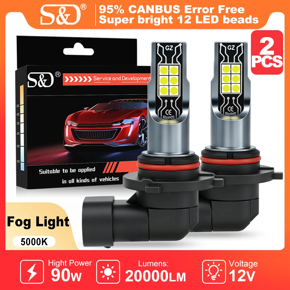 

S&D H11 LED Headlight Fog Light Bulb CANBUS 90W 30000LM H4 H7 9005 HB3 9006 HB4 LED for Car Driving 1:1 Mini Auto Lamp White 12V