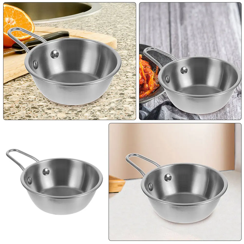 

200Ml Stainless Steel Korean Style Sauce Handle Durable Condiment Bowl Kimchi Soy Dipping Sushi Rice Soup Container