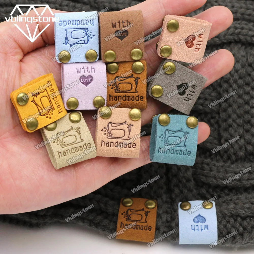 20Pcs Sewing Machine Leather Label Handmade Labels For Clothes Hand Made With Love Tags DIY Gifts Bags Hat Sew Accessories 2*5CM