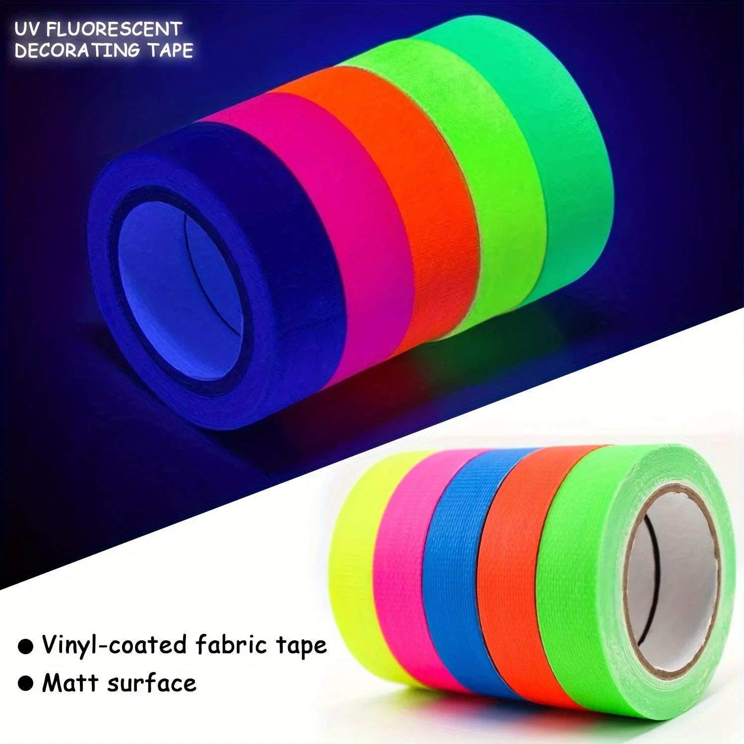 6pcs/set Gaffer Fluorescent Tape Self Adhesive Sticker Reactive Black Light Reactive Photography Home Decor DIY Crafts