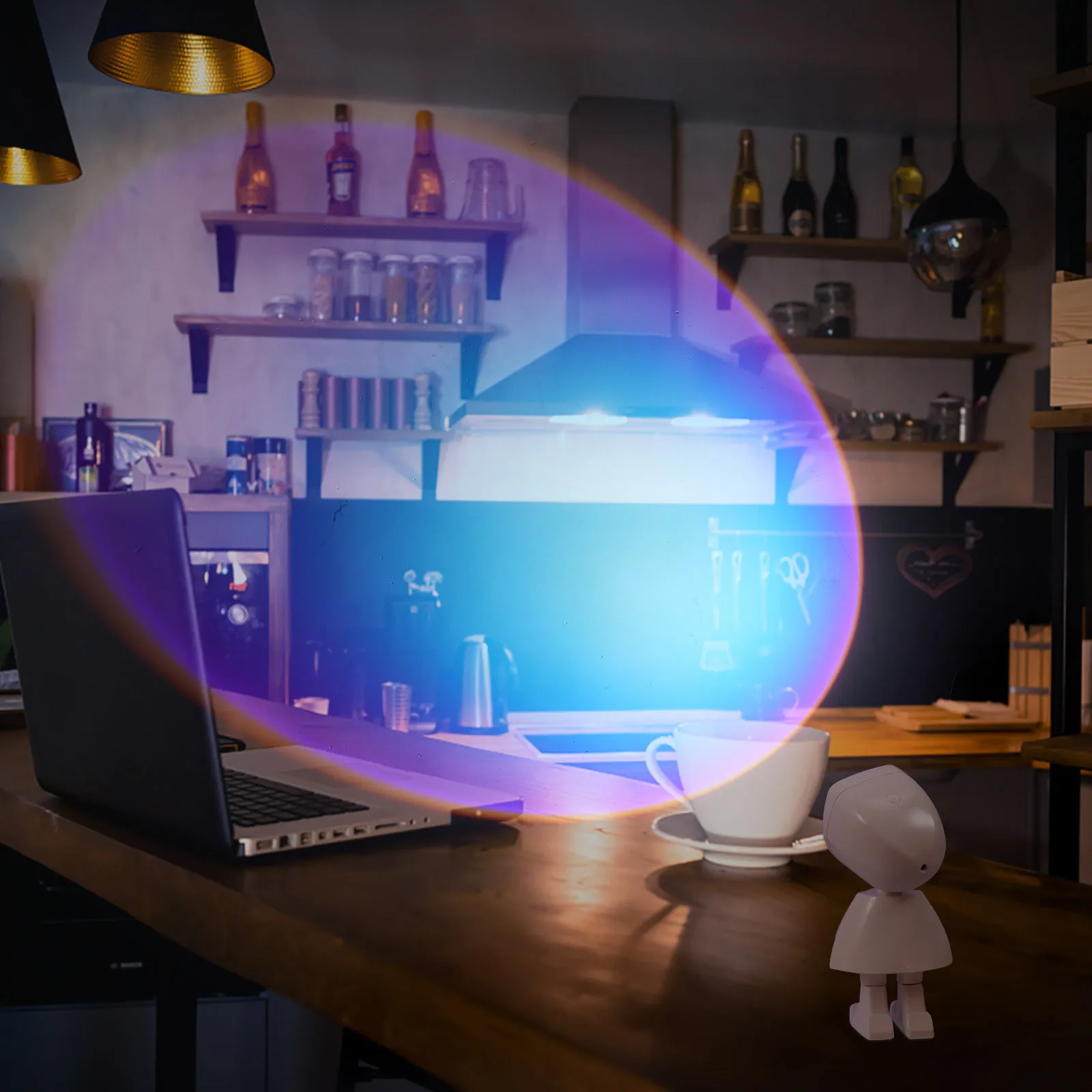 

Mini Robot Shape Sunset Light Ecofriendly Durable Practical Photography Prop Perfect for Hotels Coffee Shops Bars Home Vibe