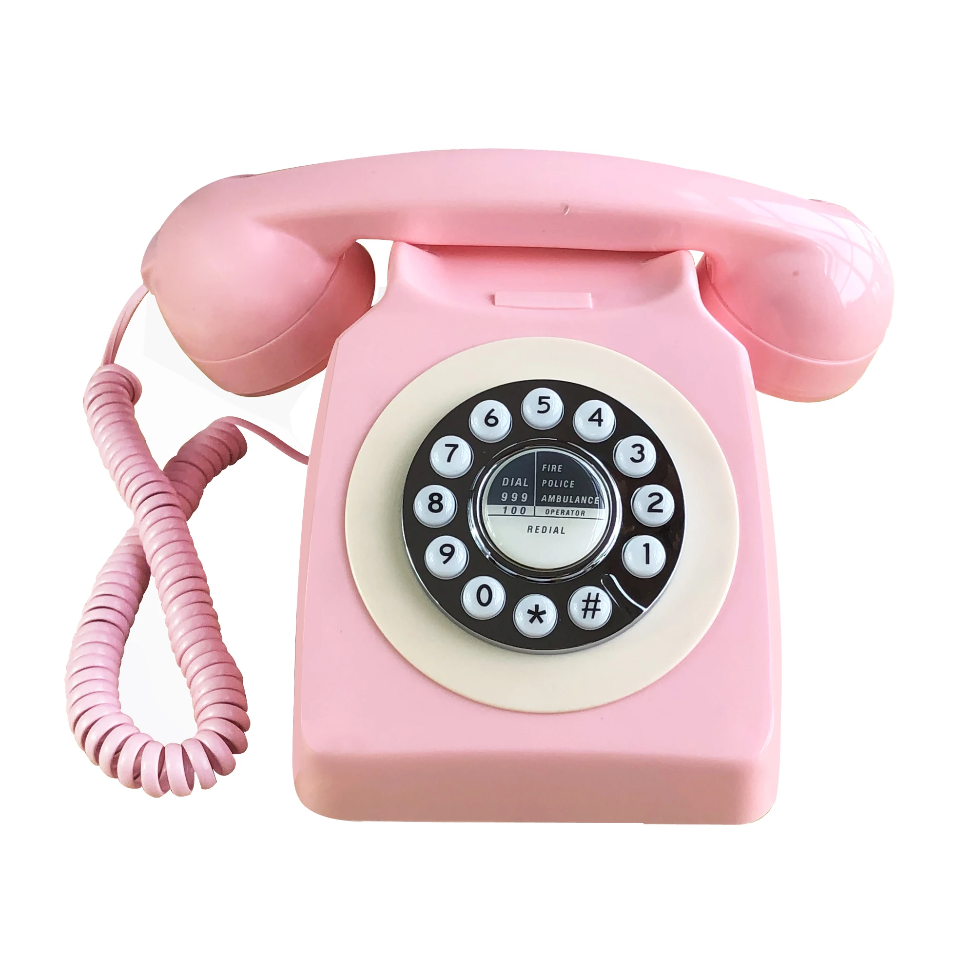 Pink Telephone for Home Office, Corded Retro Telephone, Old Fashion Landline Phone, Wired Antique Decorative Desktop Phones