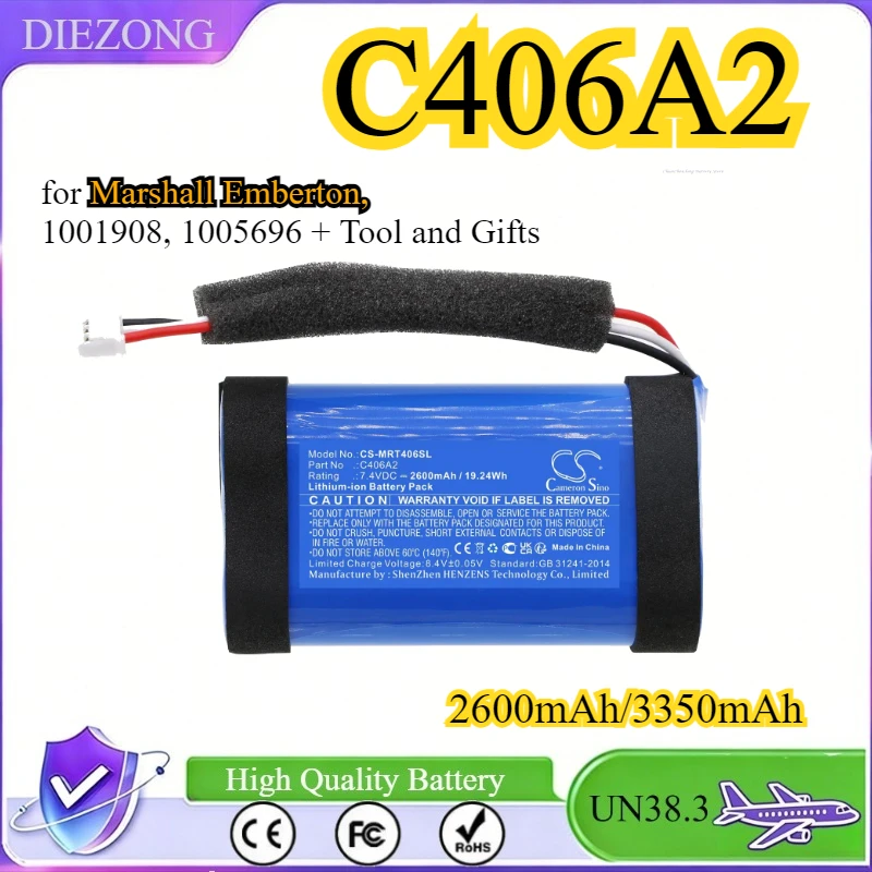 

Cameron Sino 2600mAh/3350mAh Speaker Battery C406A2 for Marshall Emberton, 1001908, 1005696 + Tool and Gifts