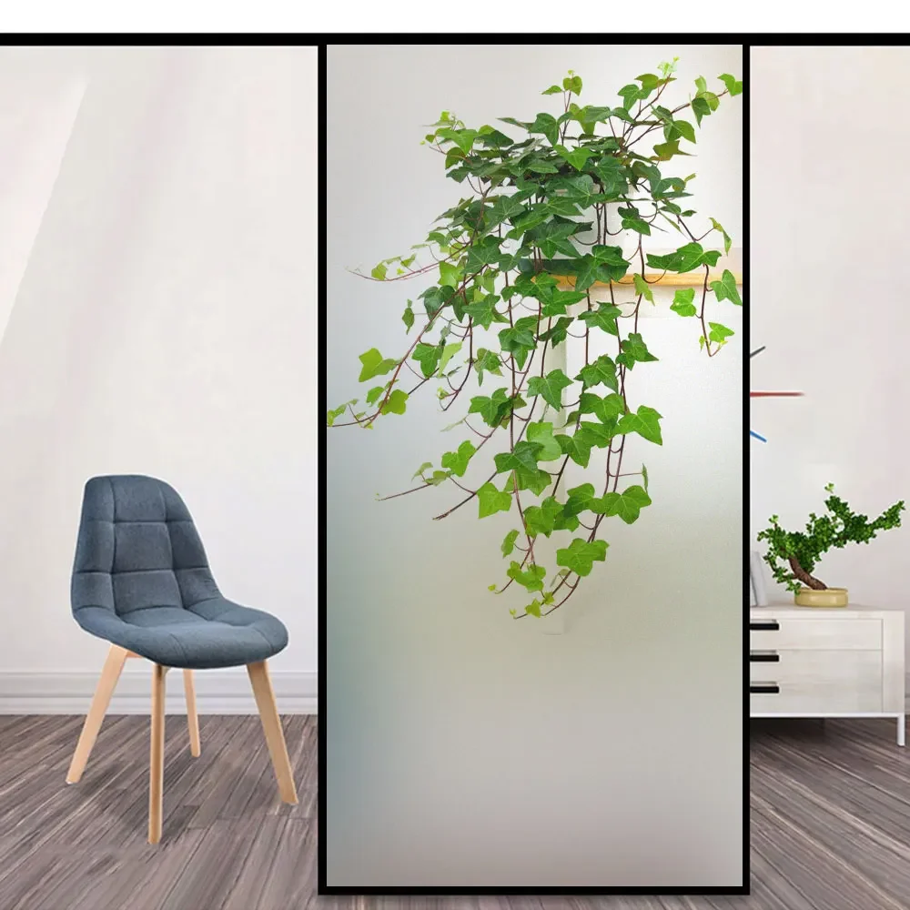 Static Cling Privacy Window Film Heat Control UV Blocking Window Glass Film Green Plants Frosted Window Film