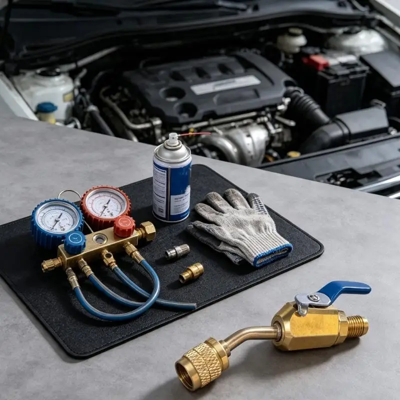 M76E-Zylinder-Servicekupplung für R454ABC-Ladeaufgaben, manuelle Kugelflusssteuerung aus Metall für den Einsatz in Klimaarbeiten – Detail 8