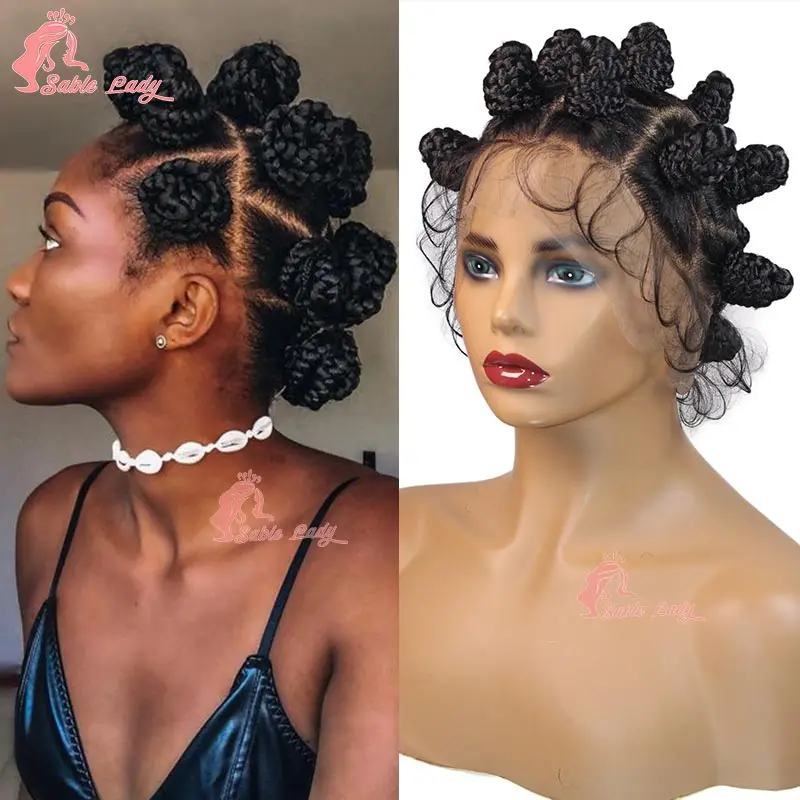 

Synthetic Bantu Knots Braided Wigs Knotless Full Lace Frontal Jumbo Box Braids Wig Crochet Braiding Wigs For Black Women Afrian