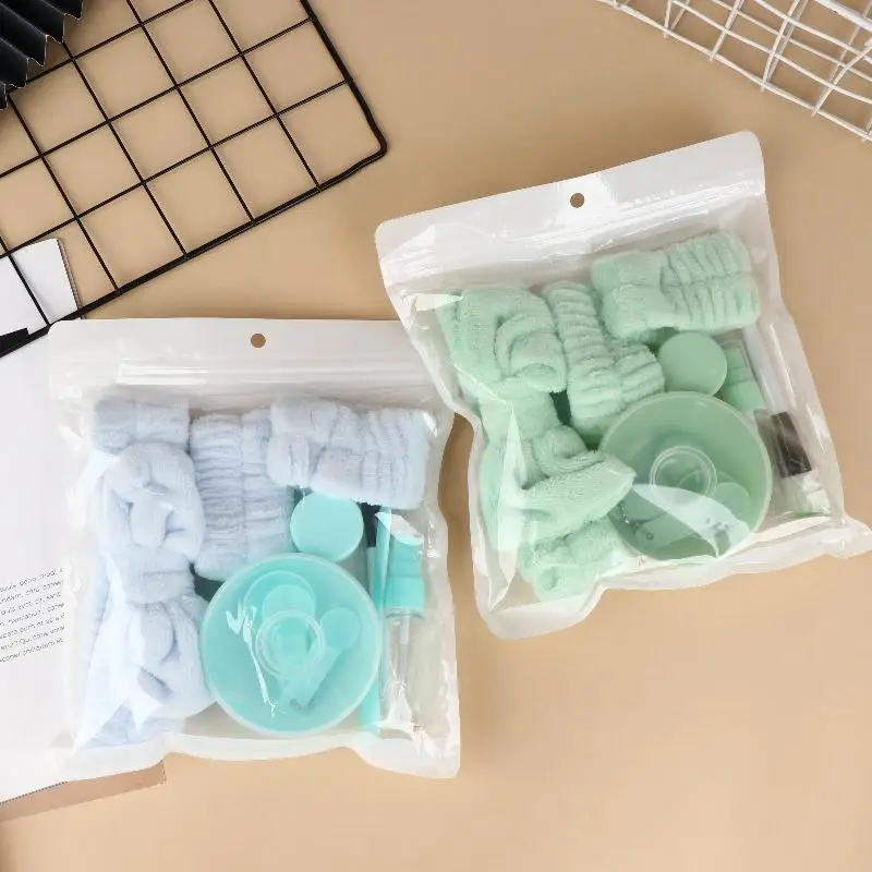 12개 여행용 화장품 키트 누수 방지 병 세트/세안용 헤드밴드 손목 스트랩 스프레이 페이셜 마스크 볼 포함