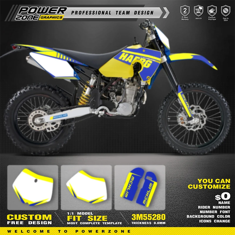 

PowerZone Custom Team Graphics Backgrounds Decals For 3M Stickers Kit For HUSABERG FE 2006 2007 2008 Number Name Customize 03
