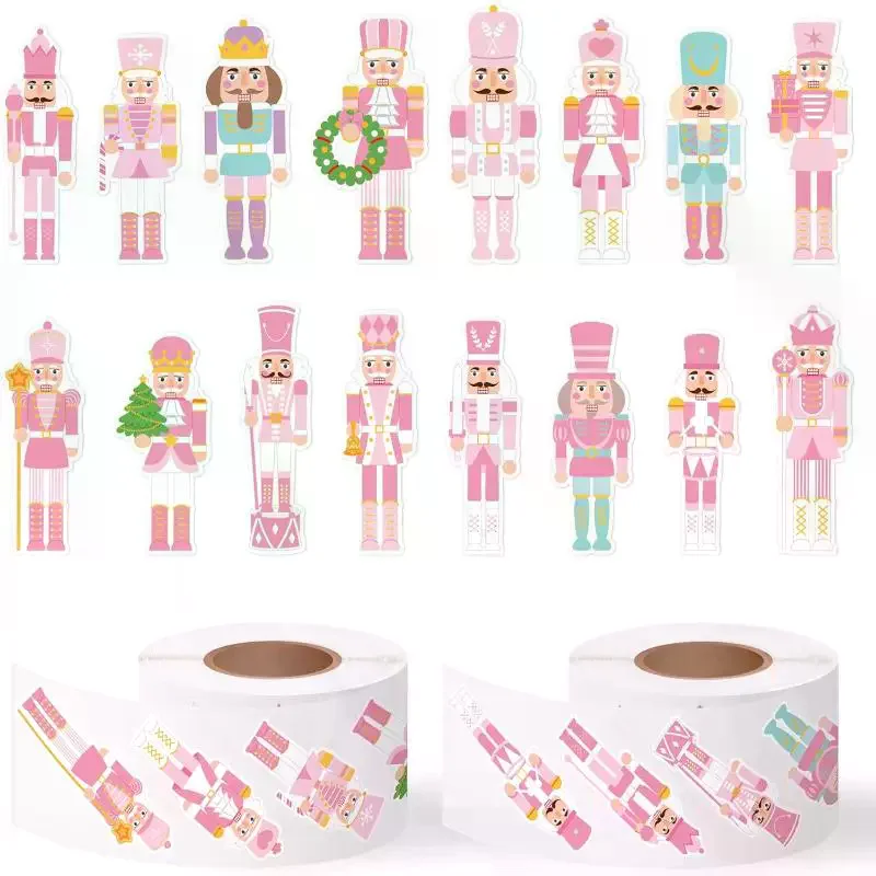 

500Pcs Christmas Cartoon Nutcracker King And Soldier Decals Christmas Nutcracker Stickers Cute Stationery Decoration