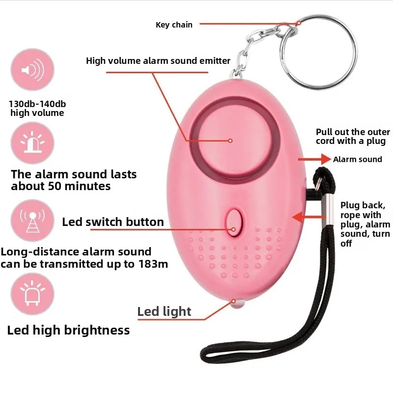 High-volume Egg-shaped Anti-wolf Alarm, Self-defense Device, Personal Alarm Pendant, LED Lighting, Four Colors To Choose From