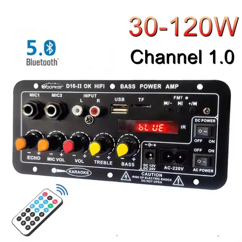 Home Audio Amplifier Board With LED Screen Car Digital Bluetooth AMP Module TF Card U-disk Player Support External Audio Cable
