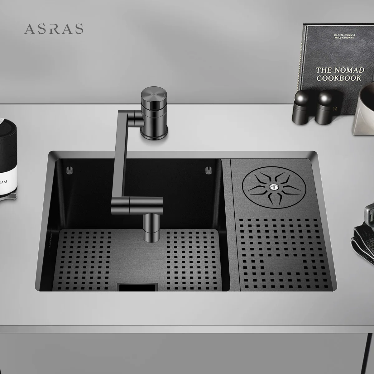 

ASRAS 4mm Panel 304 Stainless Steel Nanometer Handmade Cover Hidden Sink Small Size Bar Counter Island Cup Rinser Sinks