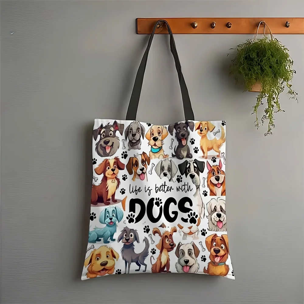 One Pc Bag With Dogs By Your Side Life Is More Beautiful Reusable Shopping Bag Stylish Handbag For Women