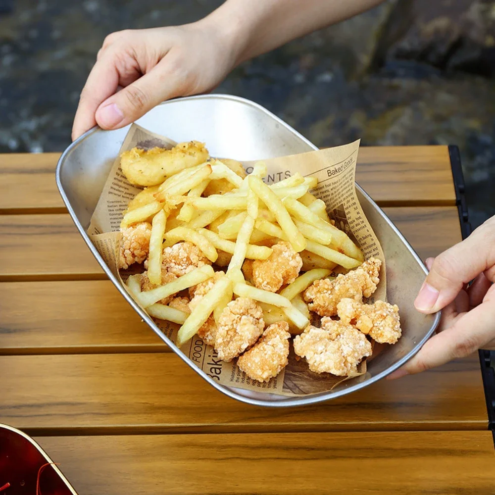 1 قطعة الرجعية مستطيلة أدوات المائدة في الهواء الطلق لوحة الحلوى الإفطار كعكة لوحة الكورية الشواء طبق مسطح القهوة صينية تخييم