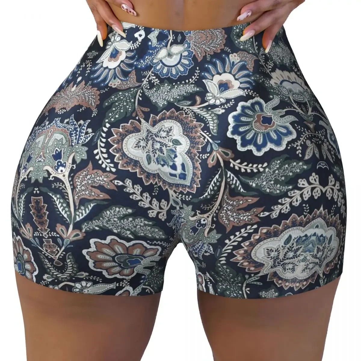 Custom Vera Bradley Pattern Colorful Yoga Shorts Women Gym Workout Running Athletic Volleyball Biker Shorts