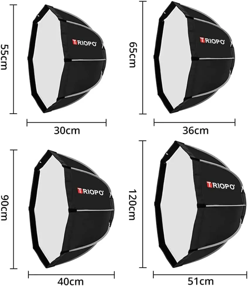 Triopo 55cm 65cm 90cm 120cm Octagon Softbox Bowens Mount for Sokani X100 X60 Mini COLBOR CL60 CL220R Aputure 300C Godox Lighting