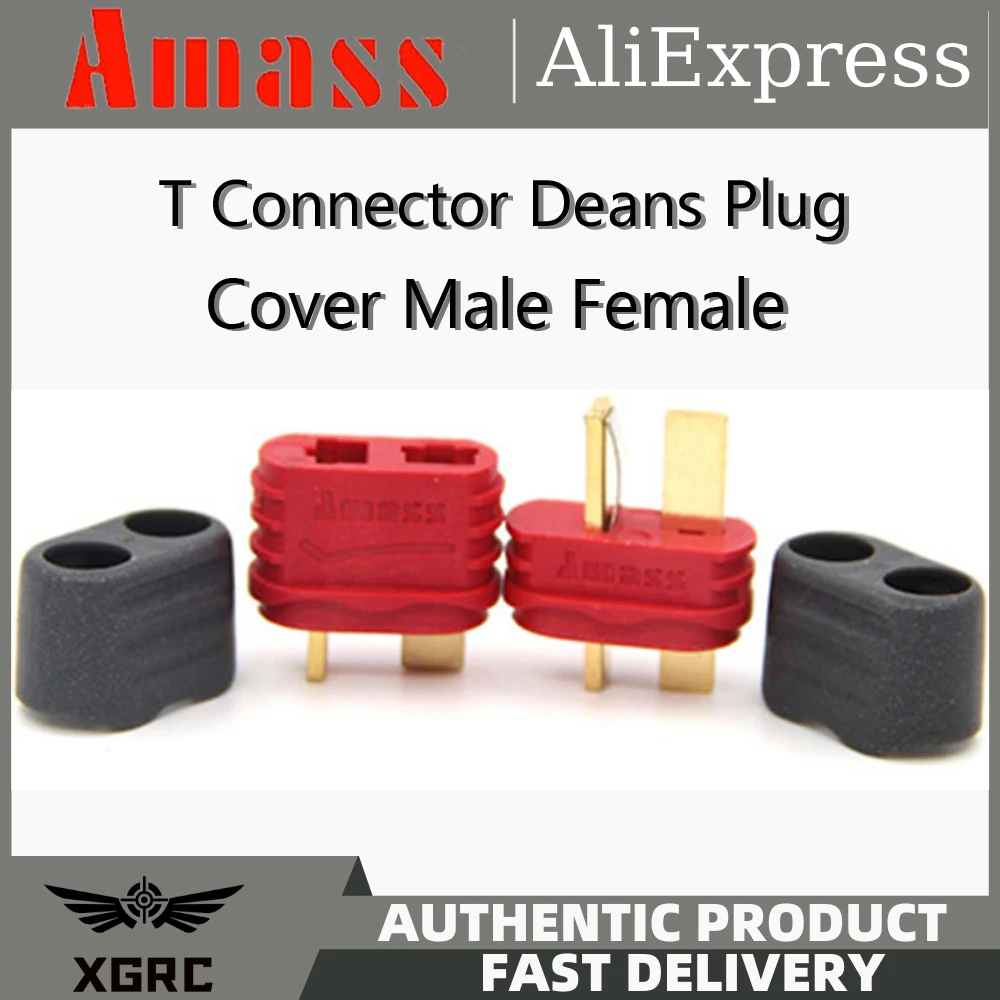 10Pcs Amass T Connector Deans Plug with Cover Male Female Amass Deans Connector with Sheath Housing For RC Battery Aircraft Toys