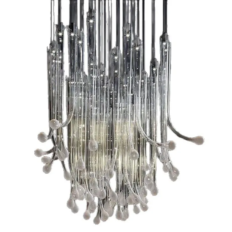 

Modern simple water drop chandelier, staircase hotel banquet hall restaurant box empty living room villa new lamps