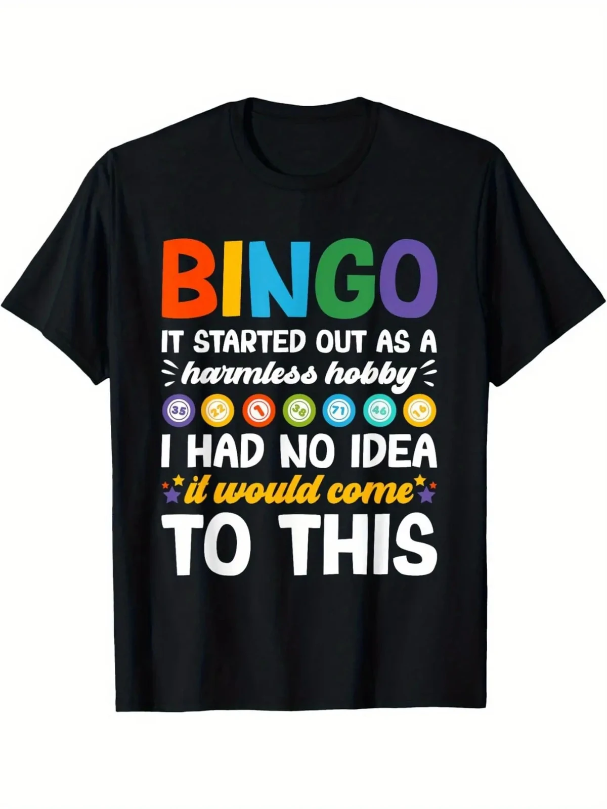 

Funny Bingo Lover Black Cotton Tee with Witty Design Print