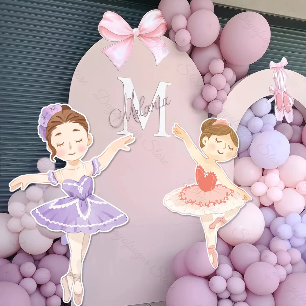 Cartoon Ballerina Girls Cutout Mosaic Board 18/36Inch Pink Pulple Skirt Ballet Girl Foam Cutouts for Birthday Baby Shower Decor