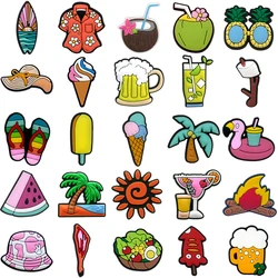 1/25PCS Shoe Charms Leisure Picnic Ice Cream Beer Coconut Shoe Buckle Accessories Pins for Clog Women Men Sandal Decoration Gift