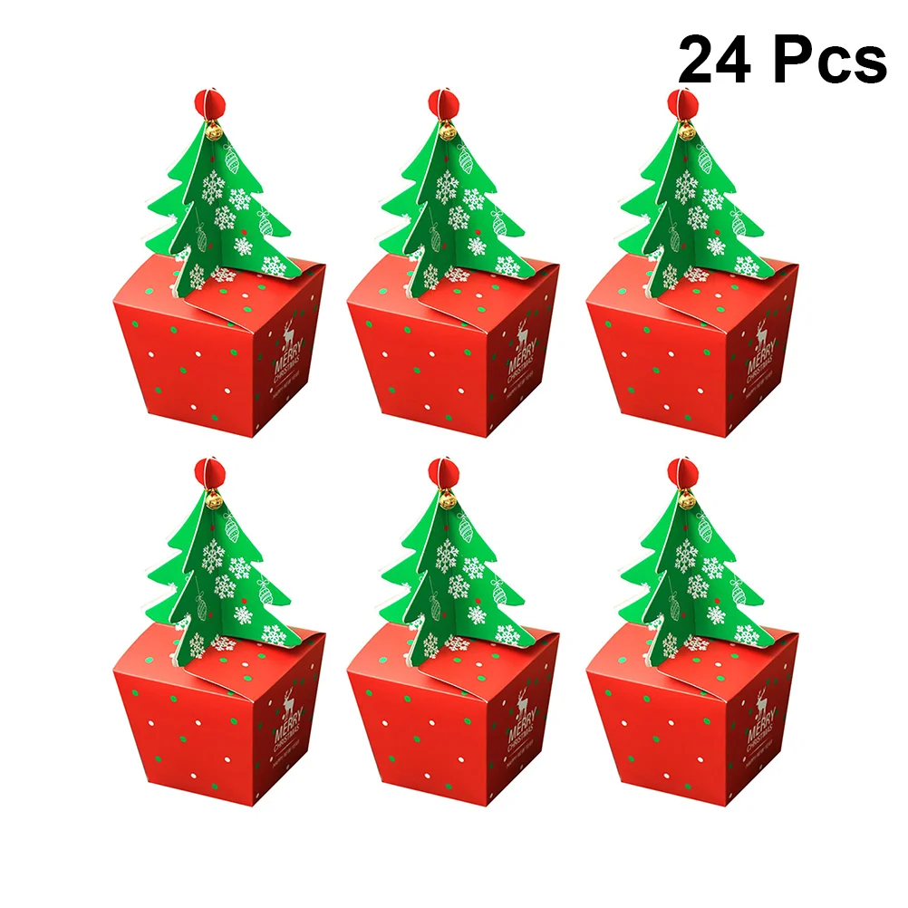 

24 Pcs Xmas Gift Containers Holiday Favors Christmas Pouch Candy Bags Boxes Treat Paper Carton