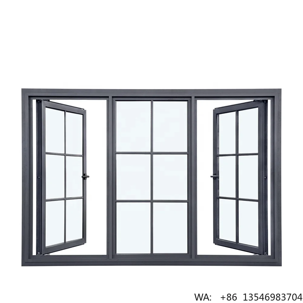 YY American Style Residential Double Safety Glass Aluminium Wood Window Composite Frame Crank Open Casement Windows