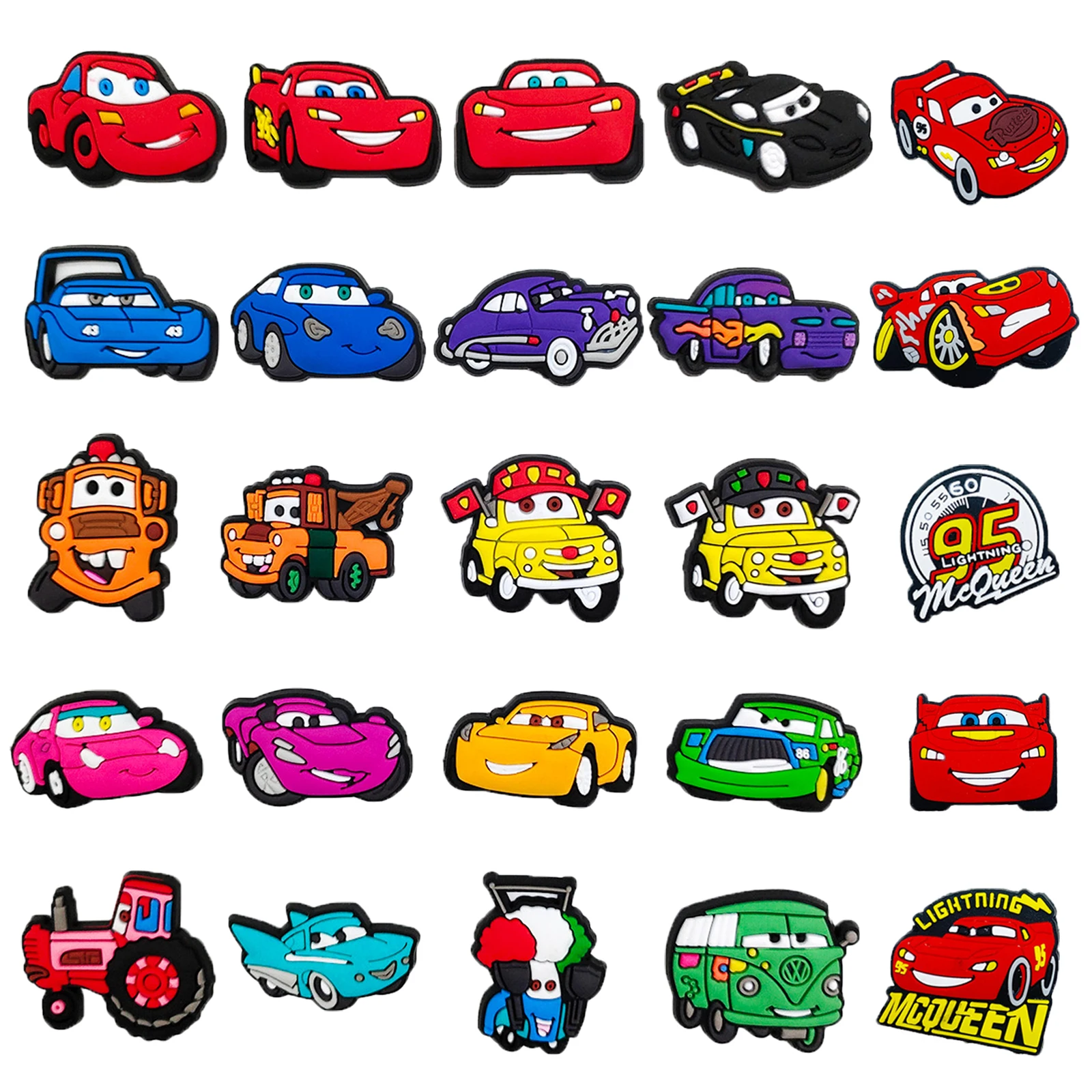 25Pcs Disney Racing Car Series Shoe Charms For Shoe Key Chain Sandals Beach Bags,PVC DIY Shoe Decorations Accessories Shoes Pins