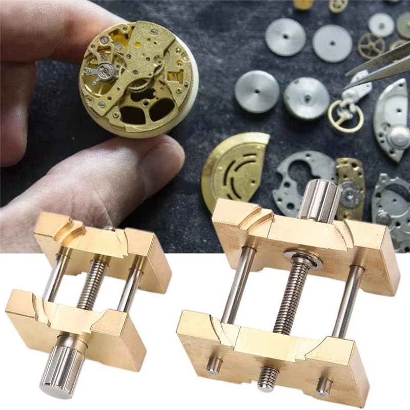 

KYCOR-Brass Watch Movement Holders, 2Pcs Set, Fixed Base, Multi-Function Tools For Watch Repair, Copper Mase