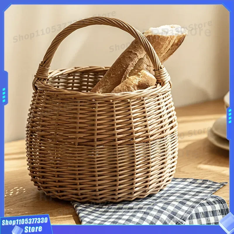 Handwoven Willow Storage Basket for Home Organization Natural Wicker Picnic Gift Basket Vegetable Egg Flower Shopping