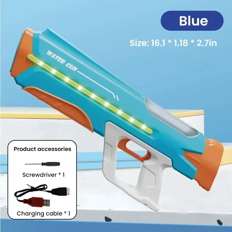 Automatic Fully Electric Water Gun With Continuous Lighting，2024 NEW Toy Guns Summer Pool Outdoor Toys for Kids Adults Gifts