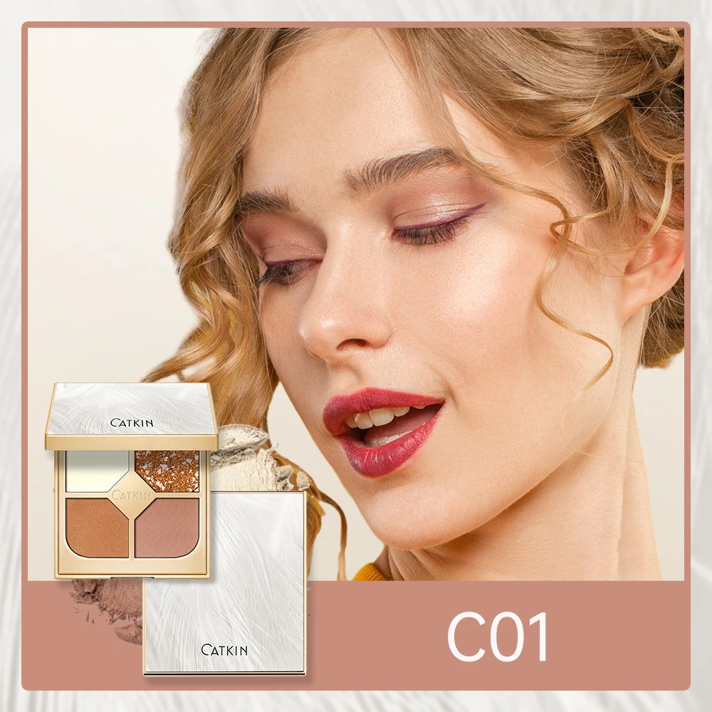 CATKIN Glit Quad Eyeshadow, High Pigmented and Matte Eyeshadow Palette, Shimmer Finishes