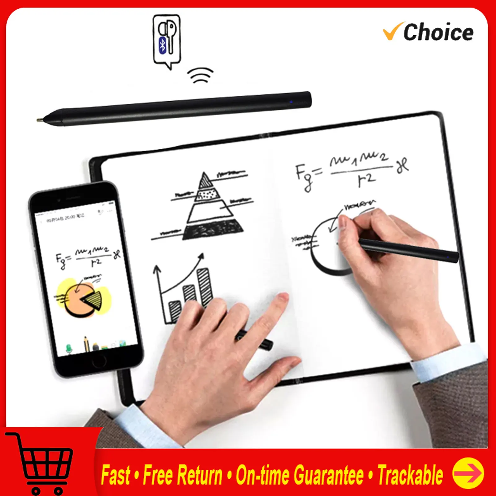 

Ноутбук с цифровой ручкой, набор для письма Smartpen Smart A5 из искусственной кожи и многоразовый планшет для письма B5 Paper BT