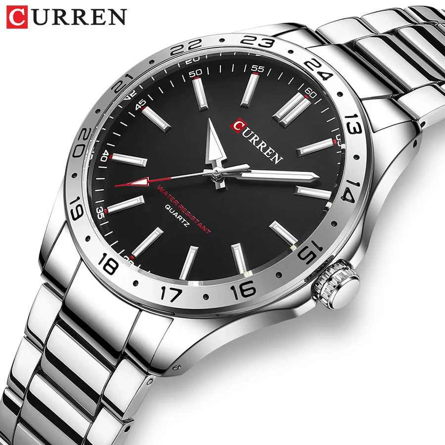 CURREN 8452  Silver white gift Quartz Business Man Wristwatch Men Quartz Watch Simple Luxury Military Army Waterproof Male Clock