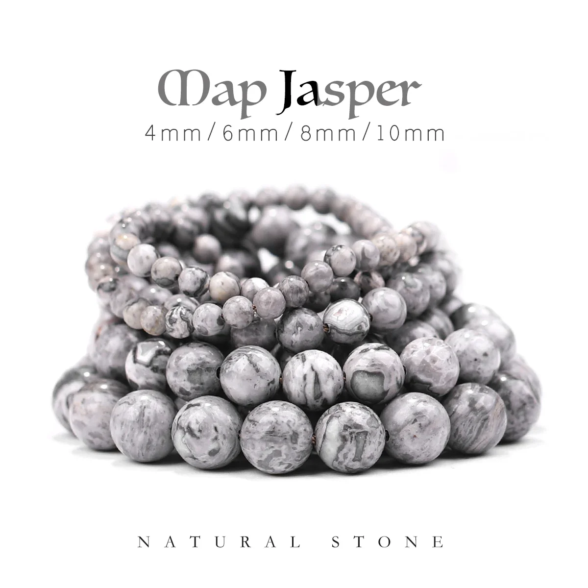 DIY Beads Natural Stone Map Jasper Round Beads 15