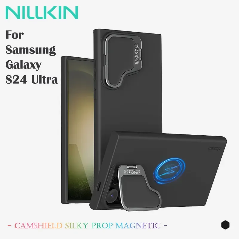 

Силиконовый магнитный чехол NILLKIN для Samsung Galaxy S24 Ultra, приятный для кожи, MagSafe, амортизирующий, прочный чехол для объектива