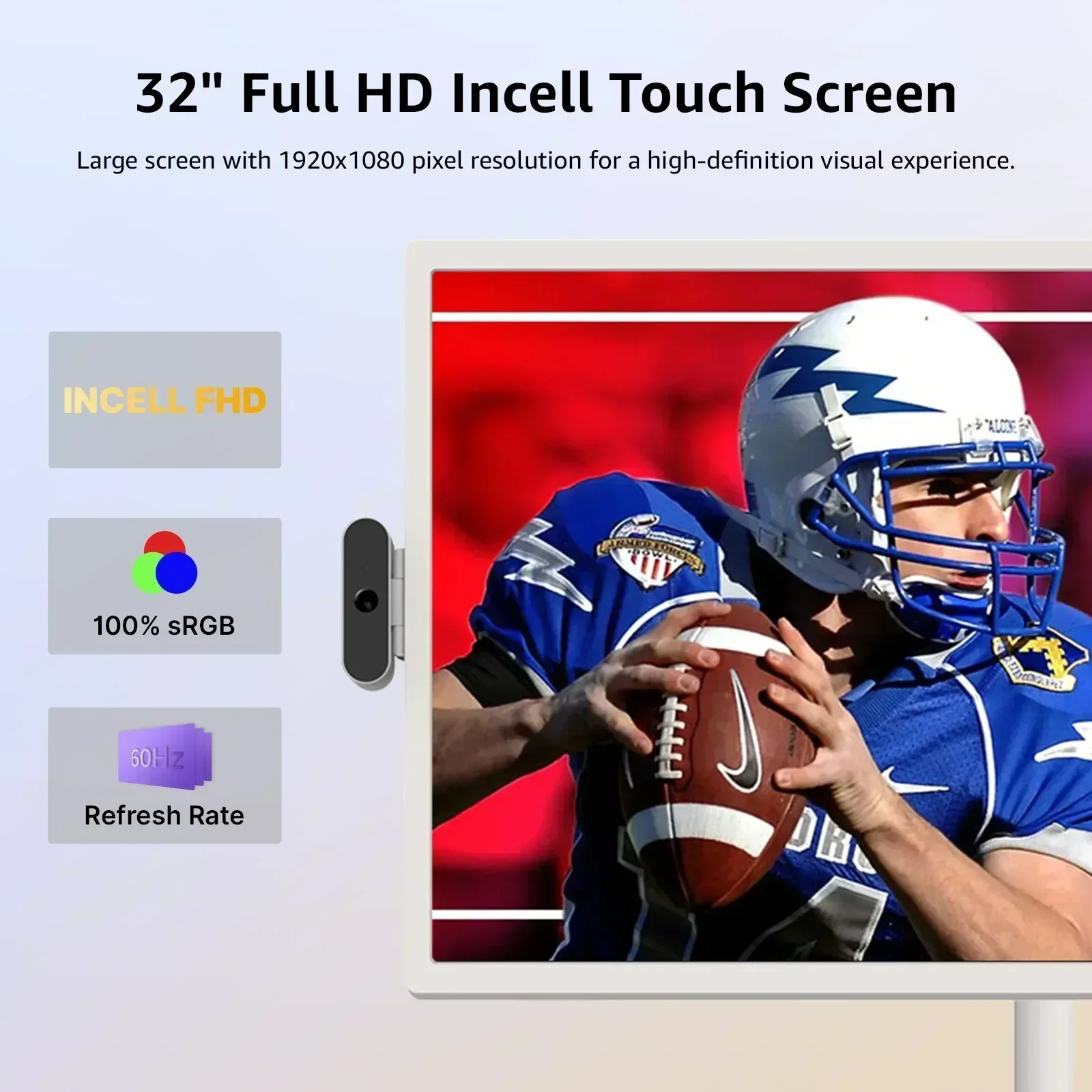 Televisi pintar interaktif 32 inci dalam sel sentuh Xbox Switch PS4 Game PS5 TV layar LCD dapat digerakkan