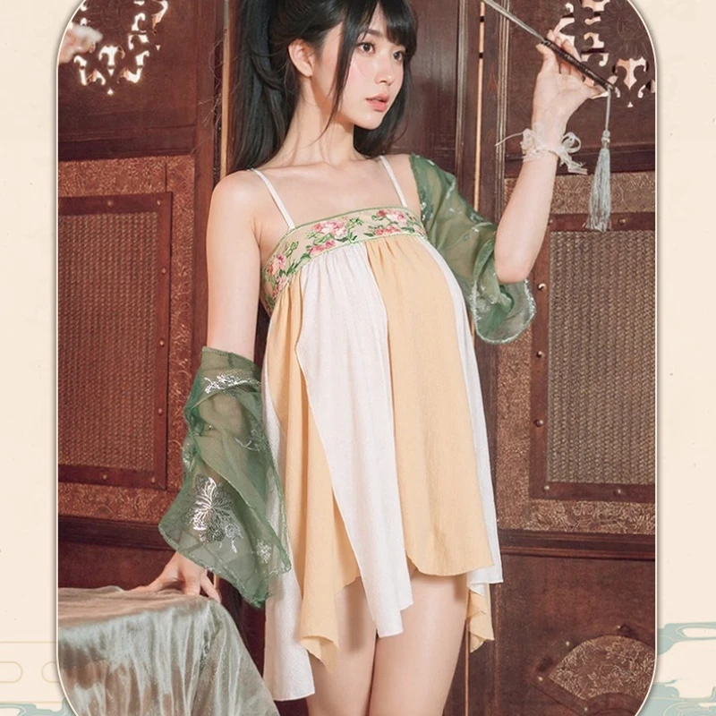 

Сексуальная пижама Hanfu в древнем китайском стиле, соблазнительная традиционная улучшенная юбка с вышивкой, экзотическая очаровательная униформа