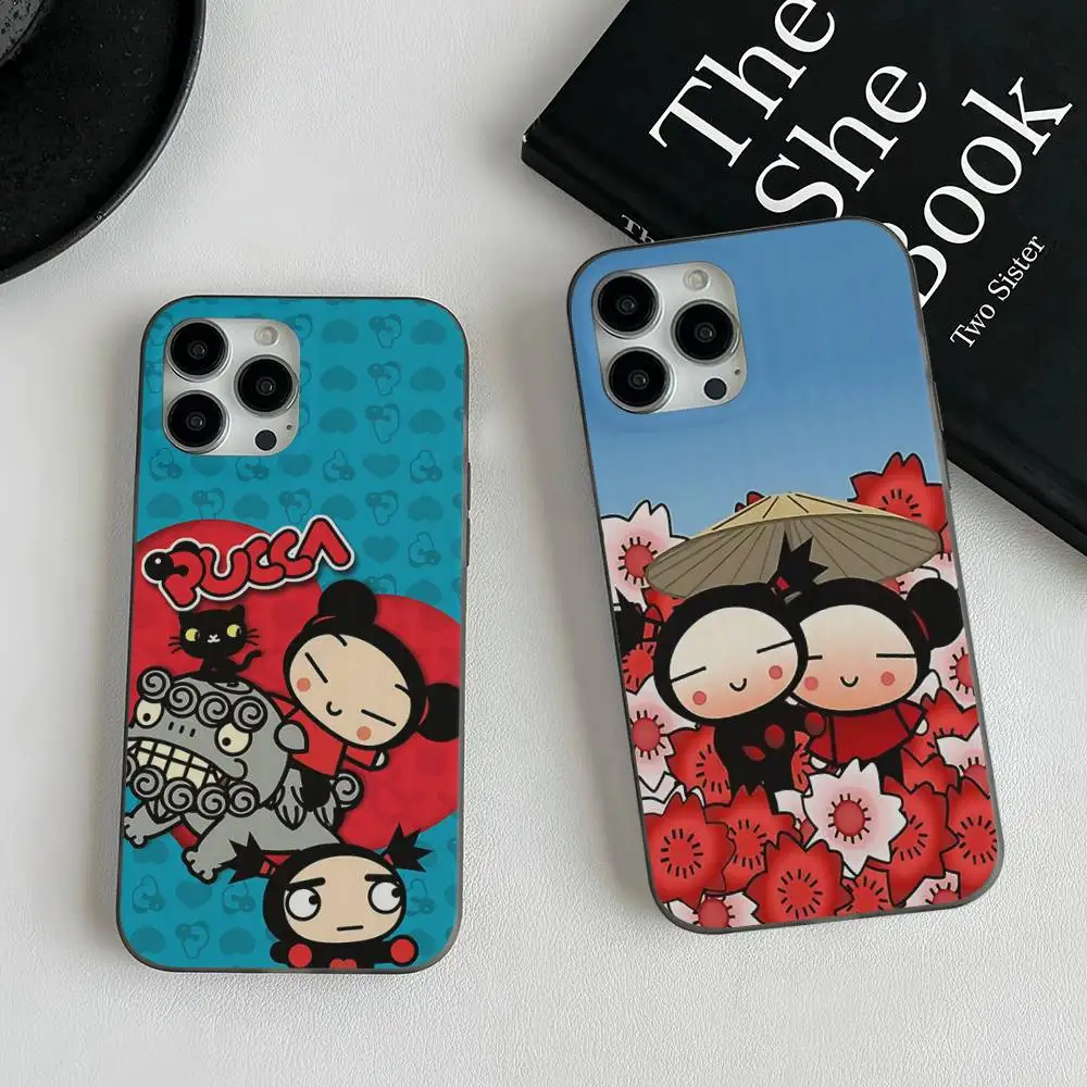 

Cute Cartoon Pucca Garu For IPhone 17 16 15 14 13 12 11 Pro Max Plus Pro Corrugated Shockproof Matte Phone Cover