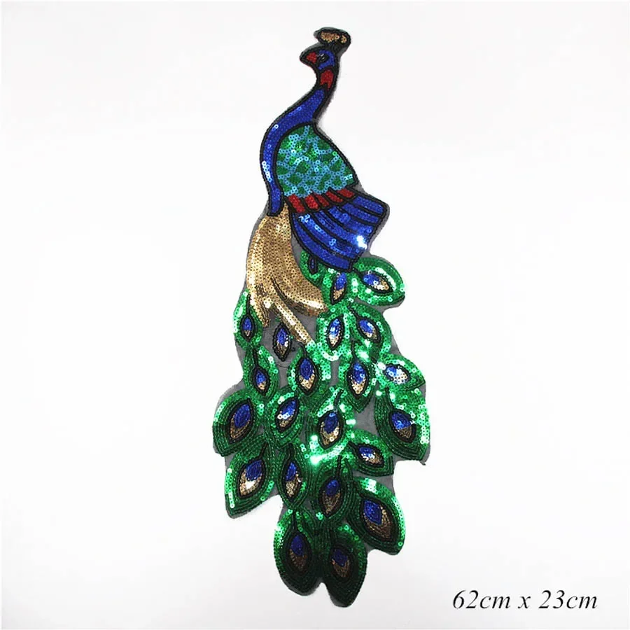 Paillette di pavone paillettes ricamate Patch di piume vestiti adesivi borsa cucire su Applique abbigliamento fai da te abbigliamento da cucito