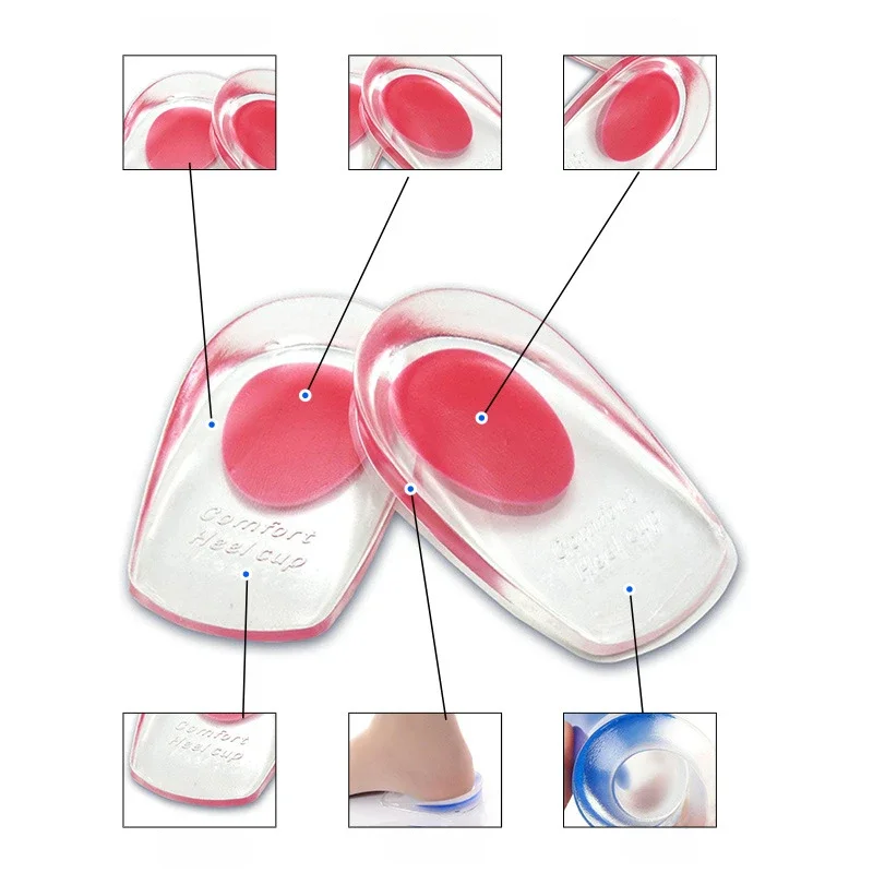 1 คู่ซิลิโคนเจลสําหรับผู้ชายผู้หญิง Heel Cushion Insoles Soles บรรเทาอาการปวดเท้า Spur Support รองเท้า Pad รองเท้าส้นสูงแทรก