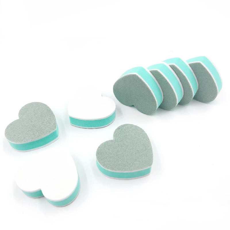 10/20 Pcs Heart Nail Files Buffer 600/3000 Grits Nail Art Sanding Buffing Manicure Pedicure Tools Polish Buffer Sponge Board